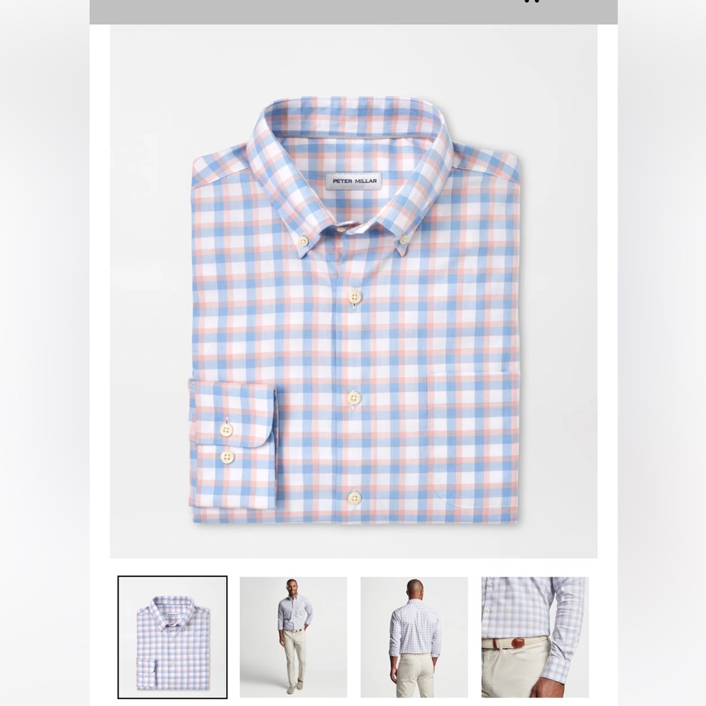 NWT PETER MILLAR WILKESON CROWN LITE COTTON-STRETCH SPORT SHIRT, Men’s large